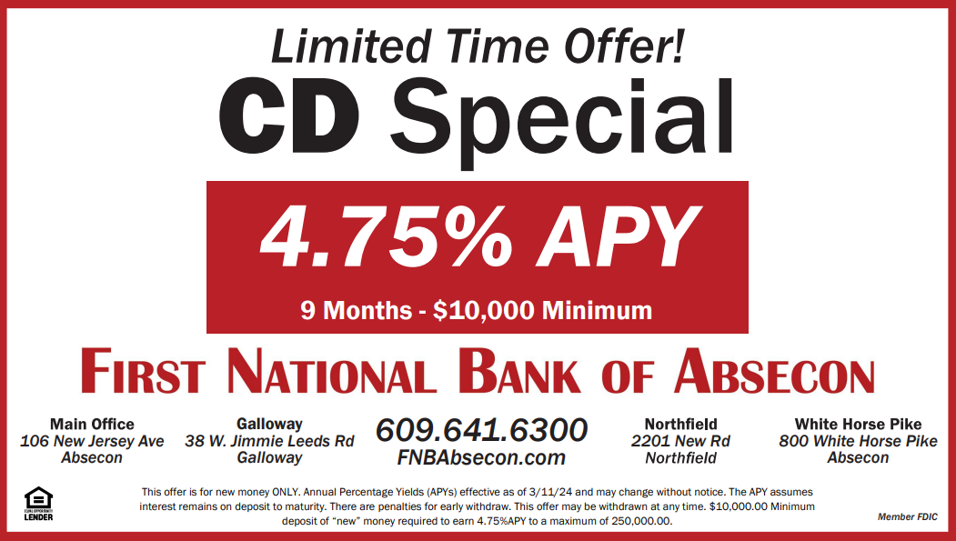 Limited Time Offer CD Special 4.75% APY 9 Months minimum